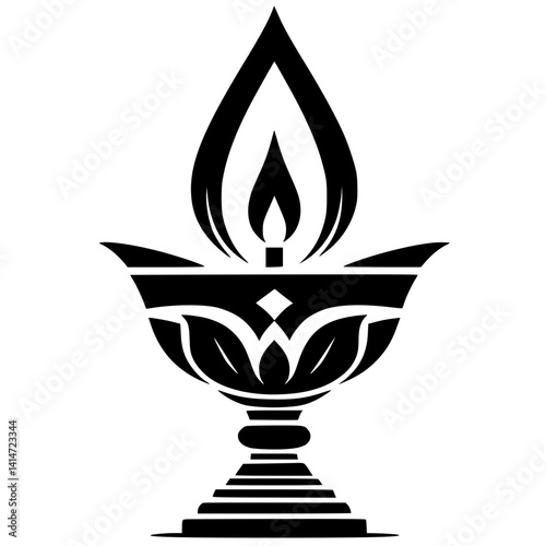 Silhouette of Waisak celebration torch
