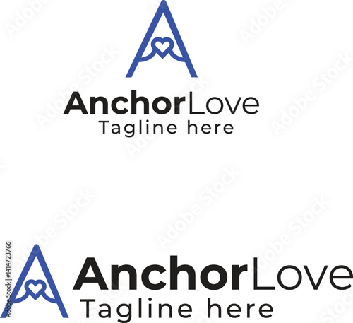 AnchorLove - Blue Romantic Nautical Logo Design Template for Couples and Businesses