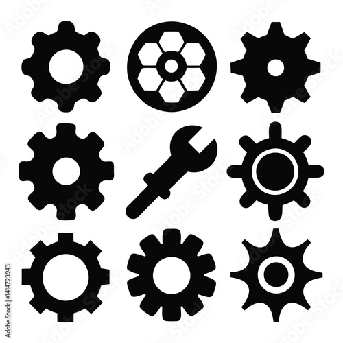 set of gear wheels vector