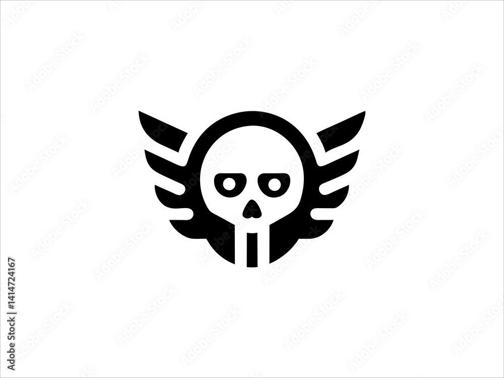 Fototapeta premium Bold Skull with Wings Graphic Design