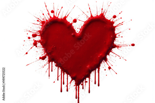 blood splattered heart on a white background