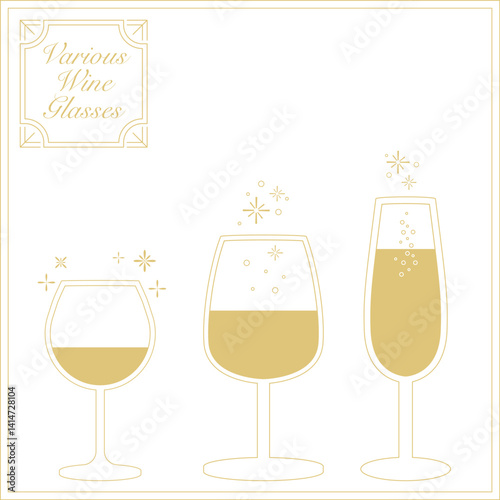 Minimalist Wine Glasses Vector Collection