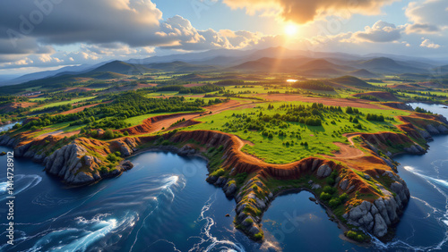 A geographical region under observation, its landmass reflecting seasonal changes and the influence of atmospheric conditions.