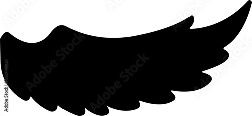 Wings with long feather icon in flat. Angel or bird wing Heraldic vintage army insignia emblem isolated on transparent background.