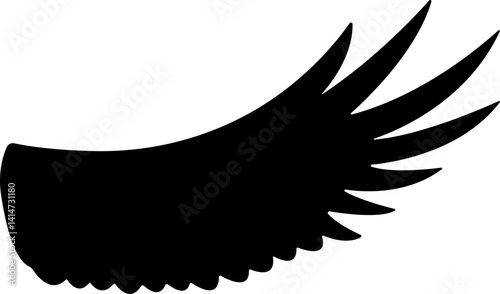 Wings with long feather icon in flat. Angel or bird wing Heraldic vintage army insignia emblem isolated on transparent background.
