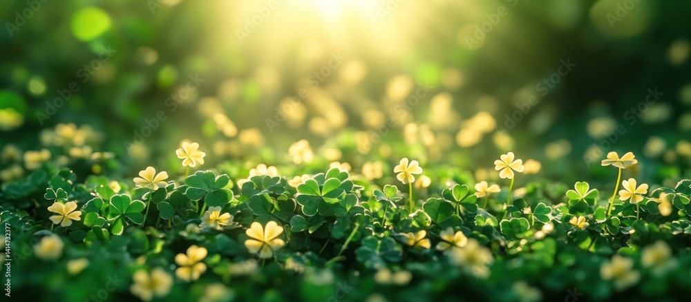 Obraz premium Sunlit clover field, spring bloom