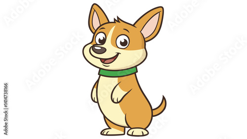 Happy Cartoon Dog Standing on Hind Legs