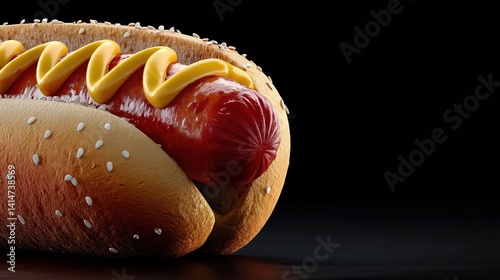 Obraz na płótnie Brilliantly rendered hot dog against a black background w salonie