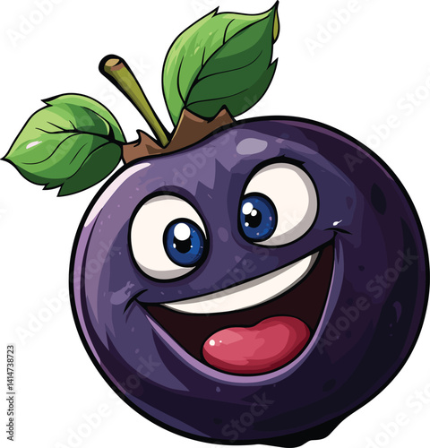 vector illustration of an blueberry with leaf