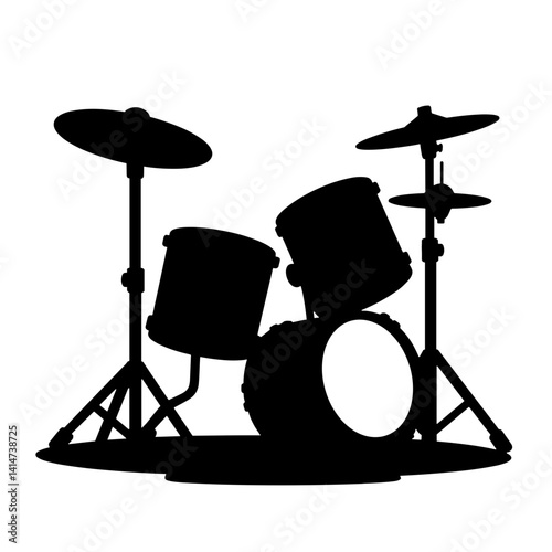 Toy drum silhouette on white background, musical symbol