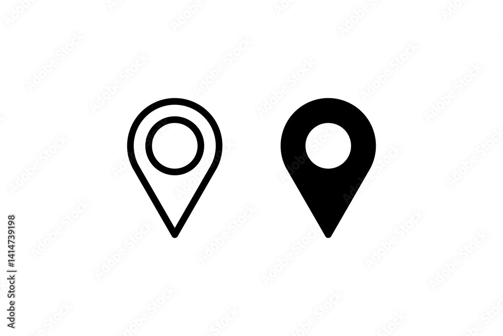 Location Pin Icons Outline and Solid Style Location Pin Icons Outline and Solid Style