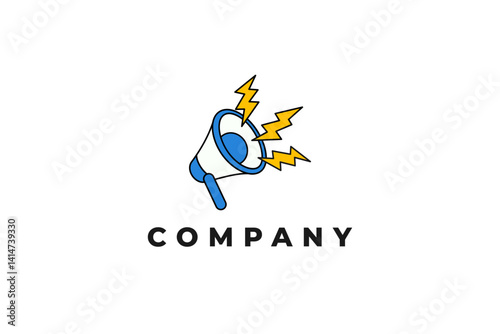megaphone announcing with lightning bolt hand drawn