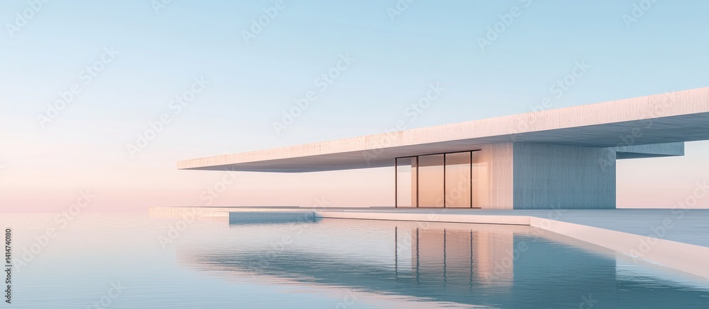 Fototapeta premium Modern minimalist home over water