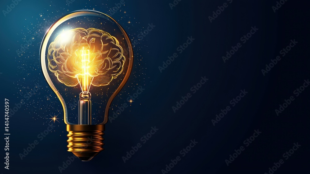 Illuminating ideas a brain outline symbolizing creativity