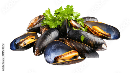 Delicious Moules Mariniere Food on White Background