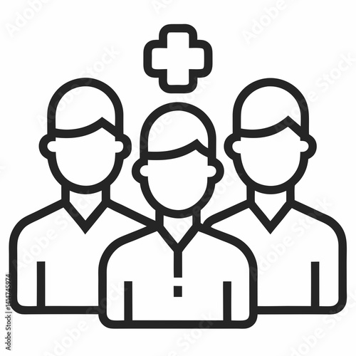 Medical Team outline icon on white background	