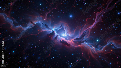 A mosaic of bright and dark regions, where the interplay of light and shadow creates a dramatic visual effect