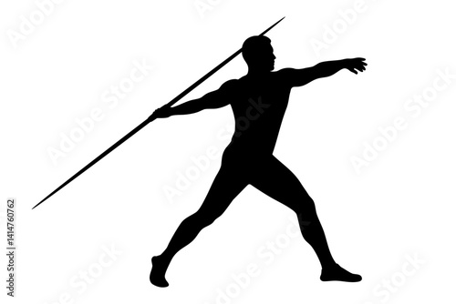 male athlete throwing a javelin silhouette illustration