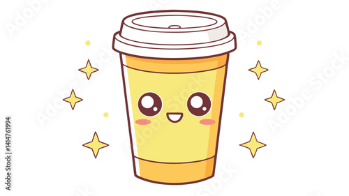 Cute Smiling Coffee Cup Cartoon Illustration