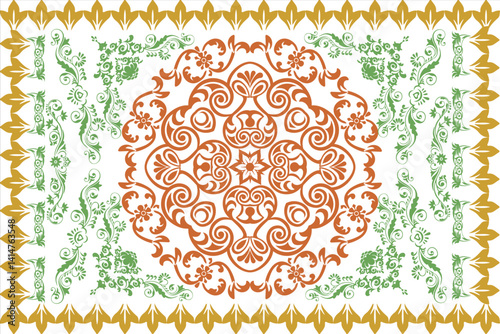vector illustration of a decorative ornament Ikat patterns complement carpet patterns