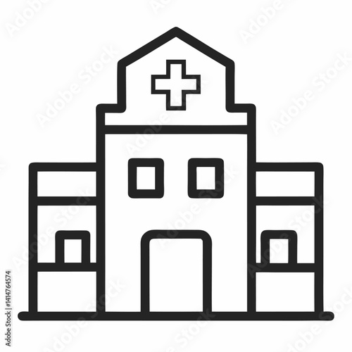 Hospital Building outline icon on white background	
