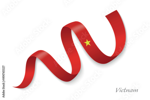 Obraz na płótnie Vietnam flag ribbon waving with national colors w salonie