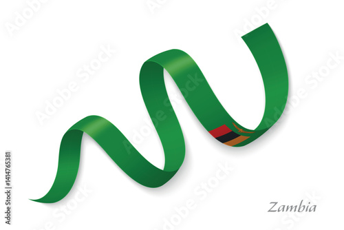 Obraz na płótnie Zambia flag ribbon waving with national colors w salonie
