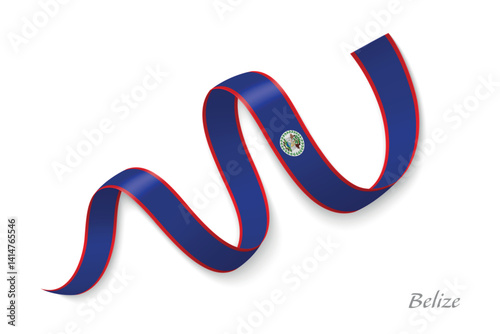 Obraz na płótnie Belize flag ribbon waving with national colors w salonie