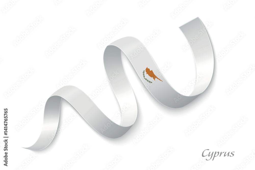Cyprus flag ribbon waving with national colors