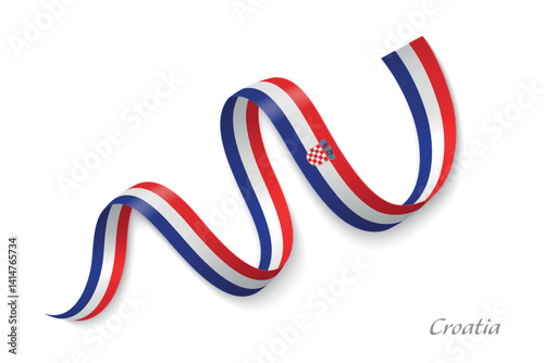 Obraz na płótnie Croatia flag ribbon waving with national colors w salonie