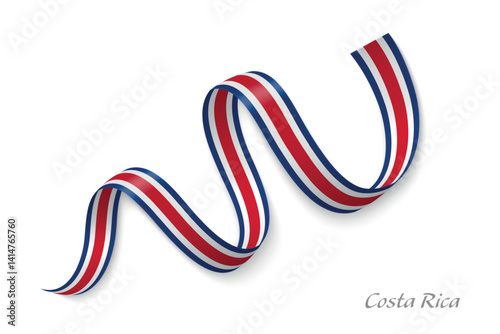 Costa Rica flag ribbon waving with national colors