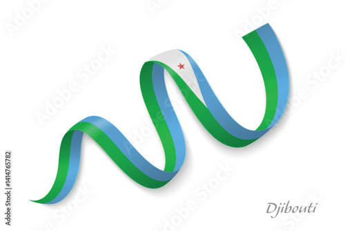 Obraz na płótnie Djibouti flag ribbon waving with national colors w salonie