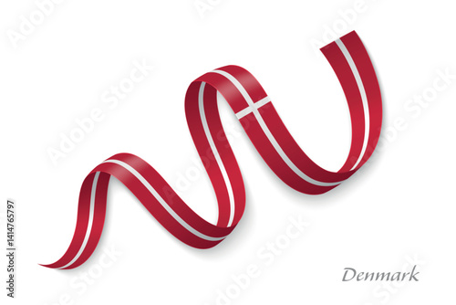 Obraz na płótnie Denmark flag ribbon waving with national colors w salonie