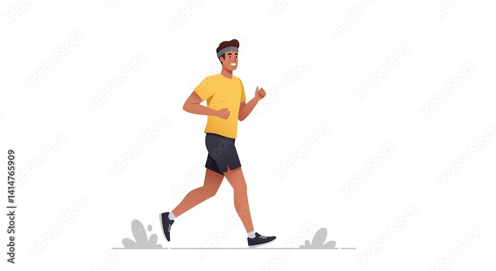 Obraz premium Running Man Vector: Active Lifestyle Illustration for Fitness and Health