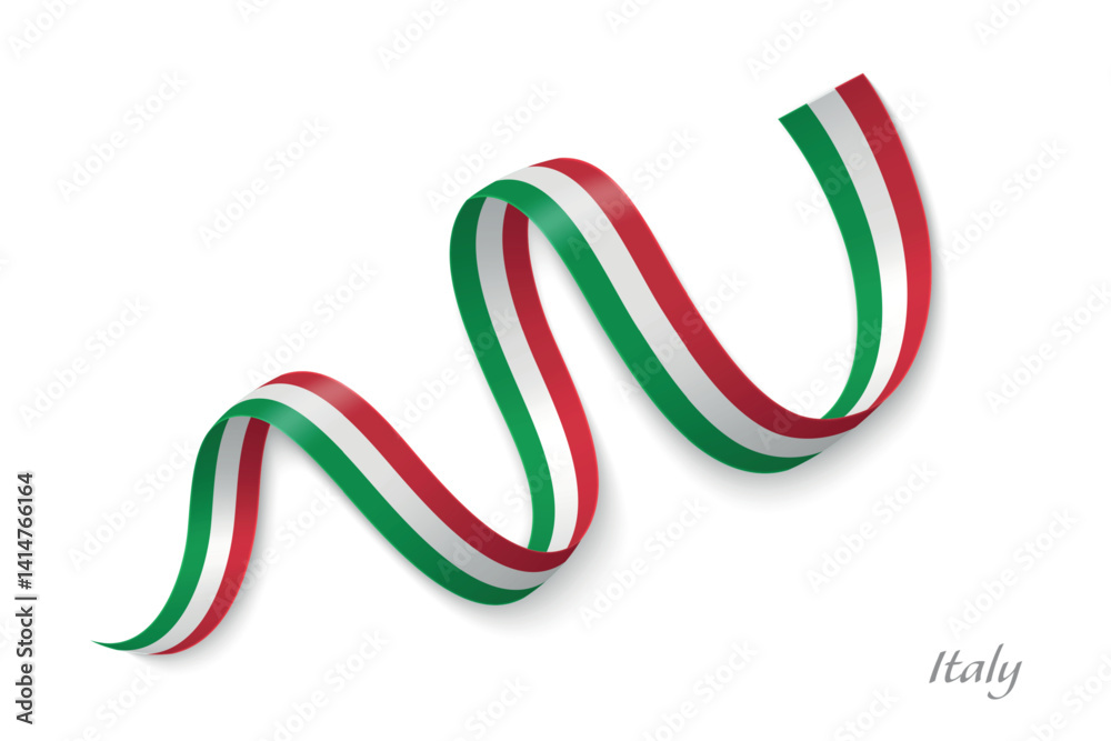 Italy flag ribbon waving with national colors