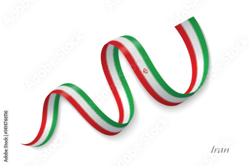 Obraz na płótnie Iran flag ribbon waving with national colors w salonie