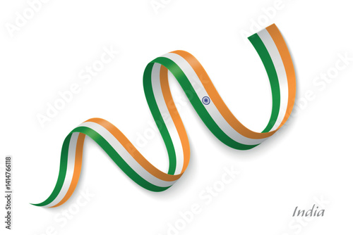 Obraz na płótnie India flag ribbon waving with national colors w salonie