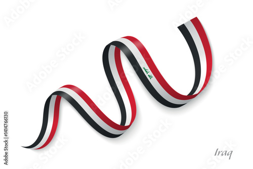 Obraz na płótnie Iraq flag ribbon waving with national colors w salonie