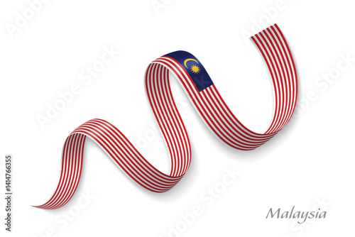 Obraz na płótnie Malaysia flag ribbon waving with national colors w salonie
