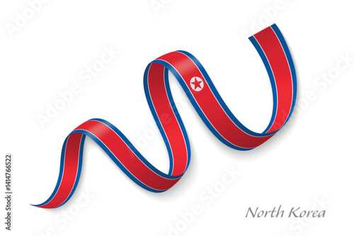 Obraz na płótnie North Korea flag ribbon waving with national colors w salonie