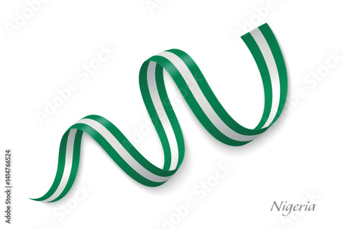 Obraz na płótnie Nigeria flag ribbon waving with national colors w salonie