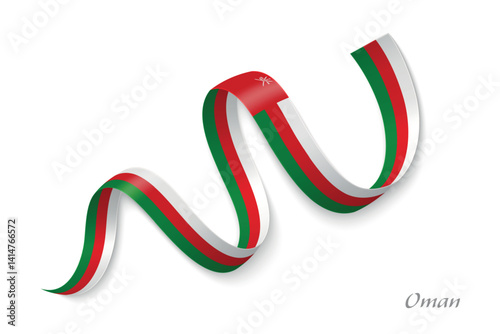 Obraz na płótnie Oman flag ribbon waving with national colors w salonie