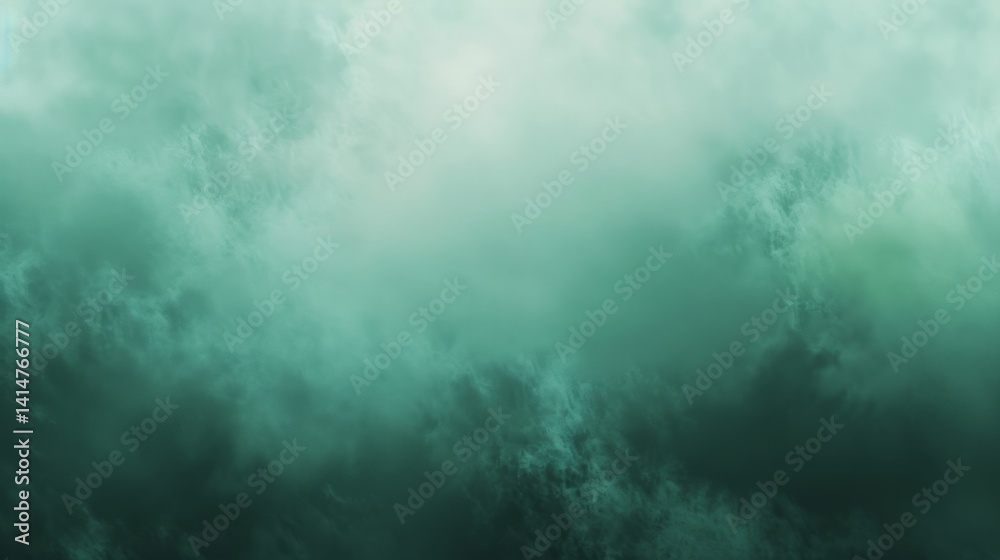 Ethereal Green Mist Background: Abstract Teal Cloudscape Texture For Dreamy Backdrops And Mysterious Overlays