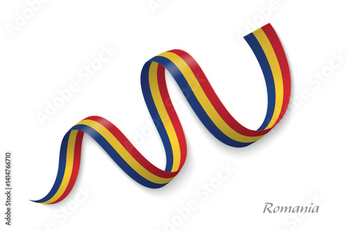 Obraz na płótnie Romania flag ribbon waving national with colors w salonie