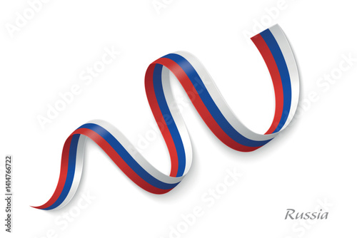 Russia flag ribbon waving national with colors