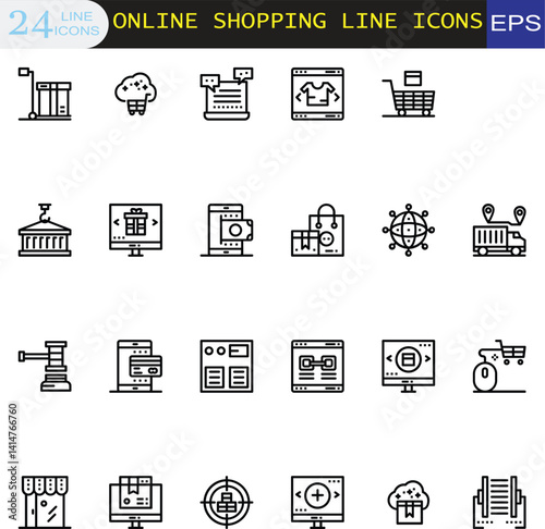  icon set online shopping marketing vector set