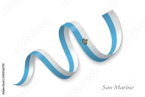 San Marino flag ribbon waving national with colors