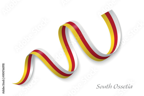 Obraz na płótnie South Ossetia flag ribbon waving national with colors w salonie