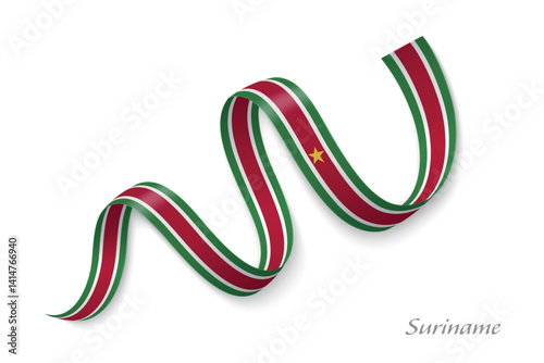 Obraz na płótnie Suriname flag ribbon waving national with colors w salonie