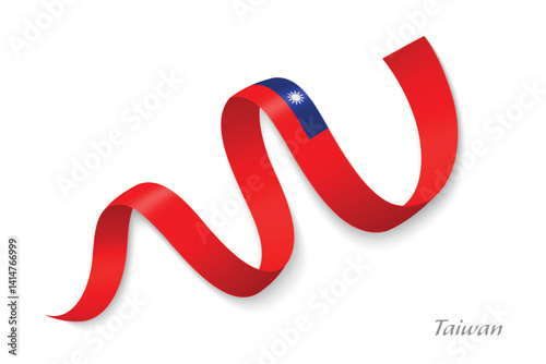 Obraz na płótnie Taiwan flag ribbon waving national with colors w salonie